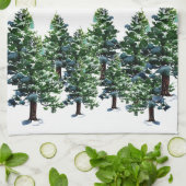 Pijnboom met sneeuwWaterverf die Kerstmis schilder Theedoek (Gevouwen)