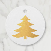 Pijnboom of kerstboom in gouden of zilverfolie bedankjes labels (Voorkant)