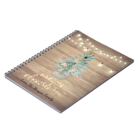 Pijnboom, String Lights, Wood Kerstmis Notitieboek (Linkerzijde)