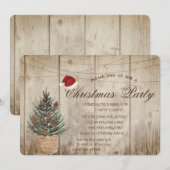 Pijnboom, String Lights, Wood textuur Kerstmis Kaart (Voorkant / Achterkant)