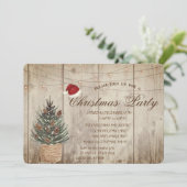 Pijnboom, String Lights, Wood textuur Kerstmis Kaart (Staand voorkant)