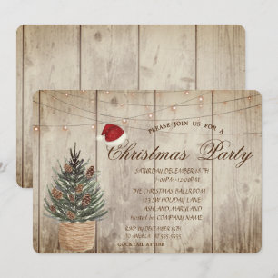 Pijnboom, String Lights, Wood textuur Kerstmis Kaart