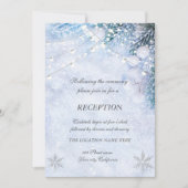 Pijnboom takken, Sneeuw String Lights Bruiloft Kaart (Voorkant)