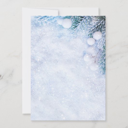 Pijnboom takken, Sneeuw String Lights Bruiloft Kaart (Achterkant)