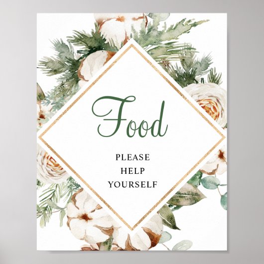 Pijnboom Winter Eet Bruidsfeest Bord Poster (Voorkant)