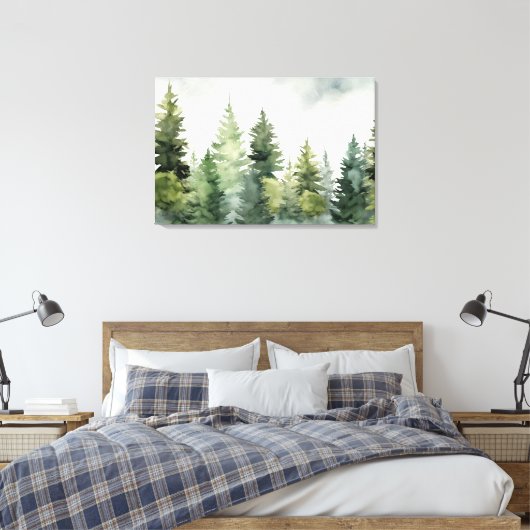 Pijnboom winterlandschap canvas afdruk (Insitu (Slaapkamer))