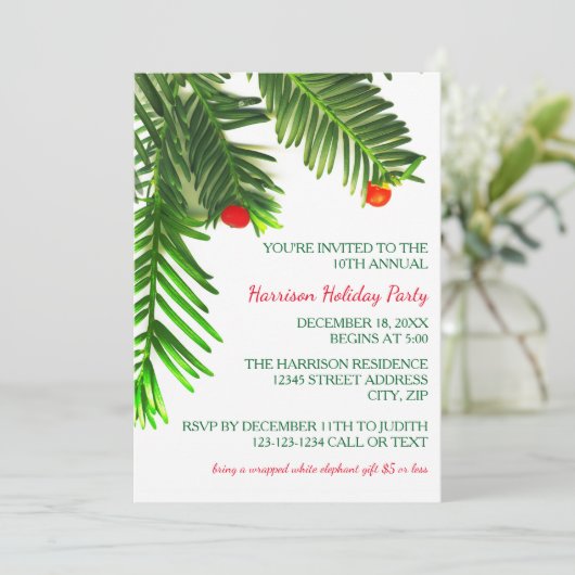 Pijnboomafdeling - Uitnodiging voor kerstfeestdage (Staand voorkant)