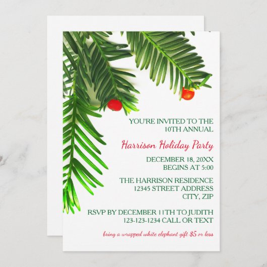 Pijnboomafdeling - Uitnodiging voor kerstfeestdage (Voorkant / Achterkant)