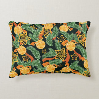 Pijnboombladeren, sterren: feestelijk patroon accent kussen