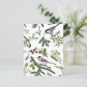 Pijnboombladeren vogel briefkaart (Staand voorkant)