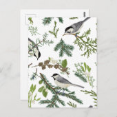 Pijnboombladeren vogel briefkaart (Voorkant / Achterkant)