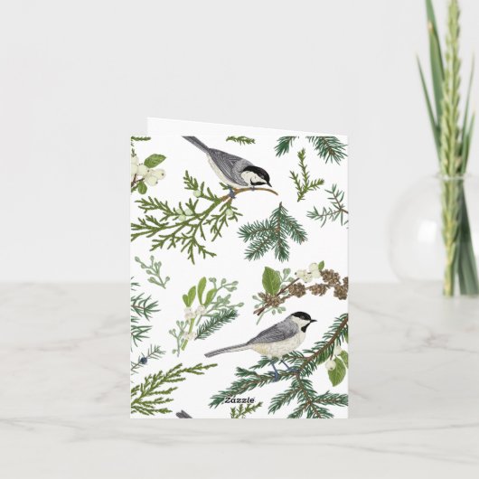 Pijnboombladeren vogel kaart (Achterkant)