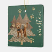 Pijnboombos Aangepaste foto's en naam Afdrukken pe Keramisch Ornament (Links)