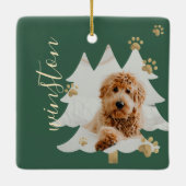 Pijnboombos Aangepaste foto's en naam Afdrukken pe Keramisch Ornament (Achterkant)