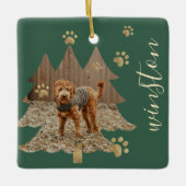 Pijnboombos Aangepaste foto's en naam Afdrukken pe Keramisch Ornament (Voorkant)