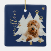 Pijnboombos Aangepaste foto's en naam Afdrukken pe Keramisch Ornament (Achterkant)