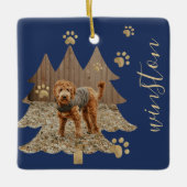 Pijnboombos Aangepaste foto's en naam Afdrukken pe Keramisch Ornament (Voorkant)