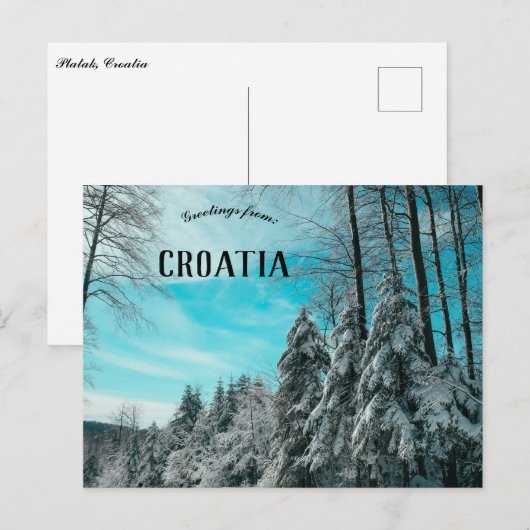 Pijnboombos bedekt met sneeuwplateau Kroatië Briefkaart (Voorkant / Achterkant)