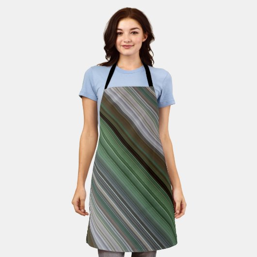 Pijnboombos Bruin en Groene Streep Schort (Gedragen)