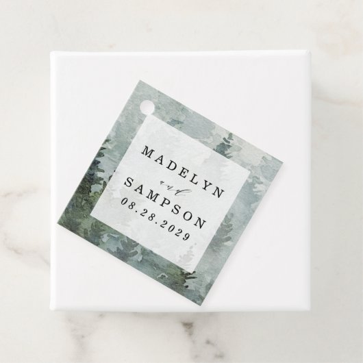 Pijnboombos Rustische Waterverf Therew Wedding Bedankjes Labels (In situ)