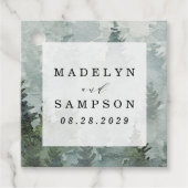 Pijnboombos Rustische Waterverf Therew Wedding Bedankjes Labels (Voorkant)