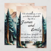 Pijnboombos Rustische Waterverf Therew Wedding Feestdagenkaart (Voorkant / Achterkant)