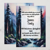 Pijnboombos Rustische Waterverf Therew Wedding Kaart (Voorkant / Achterkant)