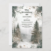 Pijnboombos Rustische Waterverf Therew Wedding Kaart (Voorkant)