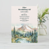 Pijnboombos Rustische Waterverf Therew Wedding Kaart (Staand voorkant)