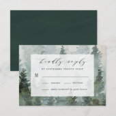 Pijnboombos Rustische Waterverf Therew Wedding RSVP Kaartje (Voorkant / Achterkant)