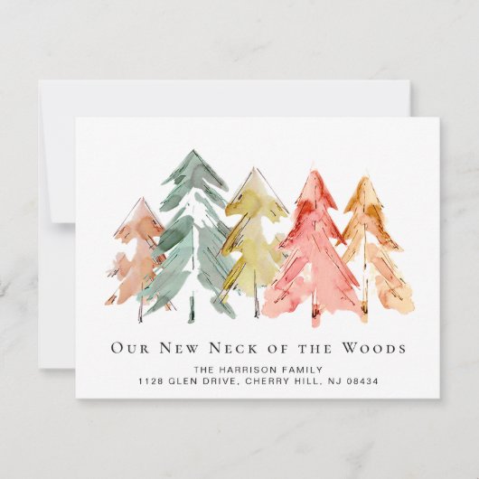 Pijnboombos Waterverf Verplaatsende Aankondiging (Voorkant)