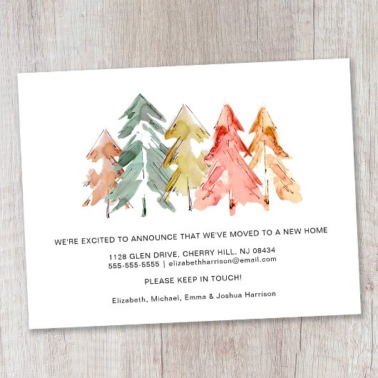 Pijnboombos Waterverf Verplaatsende Aankondiging