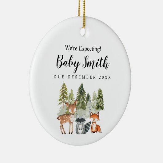 Pijnboombos We verwachten ouderschapsversiering Keramisch Ornament (Rechts)