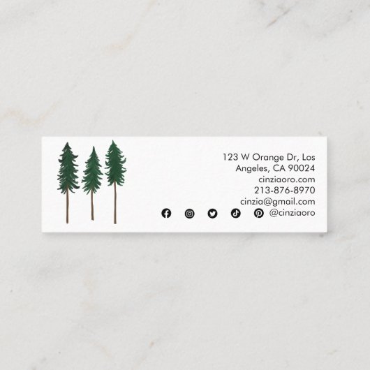 Pijnboomgaard Eenvoudige minimale unieke Natuur bo Mini Visitekaartje (Achterkant)