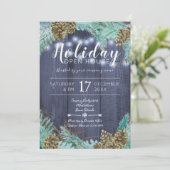 Pijnboomgroene takken met kegels vakantie open hui kaart (Staand voorkant)