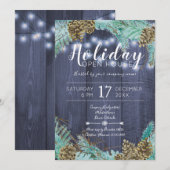 Pijnboomgroene takken met kegels vakantie open hui kaart (Voorkant / Achterkant)