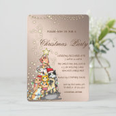 Pijnboomkatten, paars, lampjes, kerstfeest kaart (Staand voorkant)