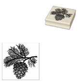 Pijnboomkegel en -tak rubberstempel (Gestempeld)