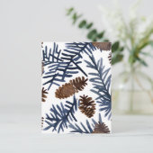 Pijnboomkegels en -vertakkingen | Waterverf Winter Briefkaart (Staand voorkant)