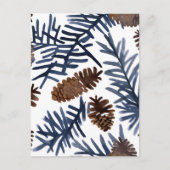 Pijnboomkegels en -vertakkingen | Waterverf Winter Briefkaart (Voorkant)