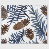 Pijnboomkegels en -vertakkingen | Waterverf Winter Cadeaupapier (Vlak)