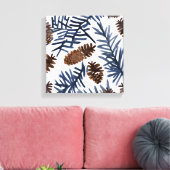 Pijnboomkegels en -vertakkingen | Waterverf Winter Canvas Afdruk (Insitu (Woonkamer))