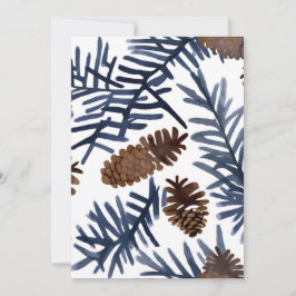 Pijnboomkegels en -vertakkingen | Waterverf Winter Feestdagenkaart