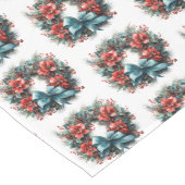 Pijnboomkrans met rode bloemen en Holly Pattern Medium Tafelloper (Hoek)