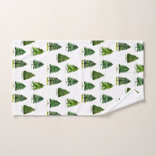 Pijnboompatroon Kerst Groene Waterverf Bad Handdoek (Handdoek)