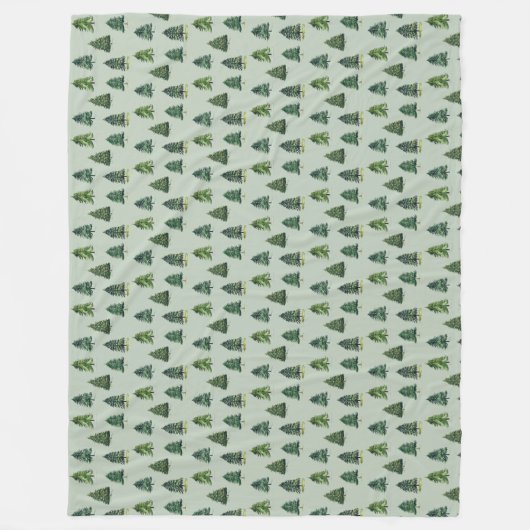 Pijnboompatroon Kerst Groene Waterverf Fleece Deken (Voorkant)