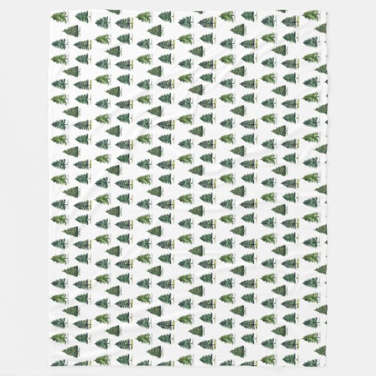 Pijnboompatroon Kerst Groene Waterverf Fleece Deken (Voorkant)
