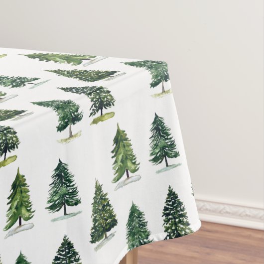 Pijnboompatroon Kerst Groene Waterverf Tafelkleed (Voorbeeld)