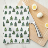 Pijnboompatroon Kerst Groene Waterverf Theedoek (Quarter Fold)