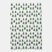 Pijnboompatroon Kerst Groene Waterverf Theedoek (Verticaal)